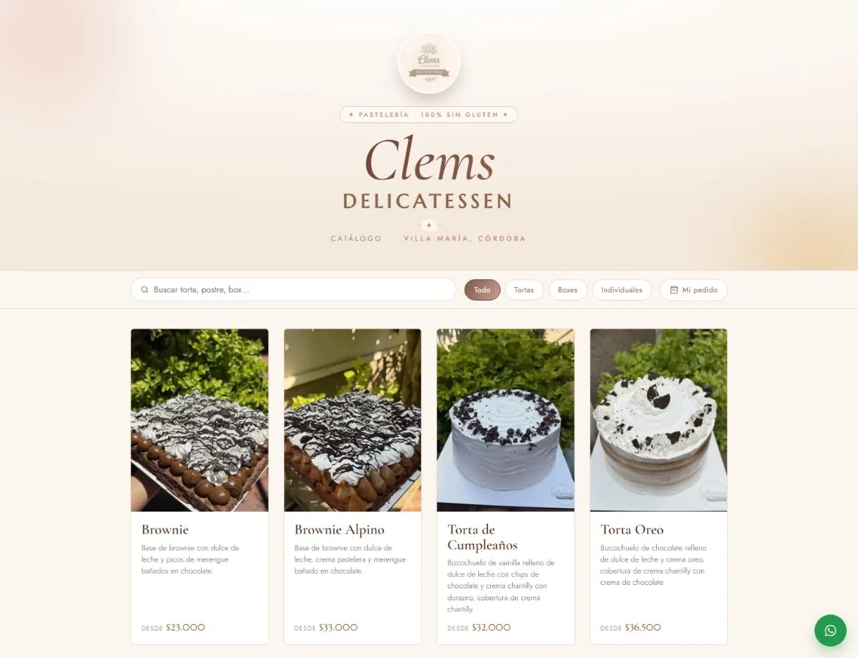 El catálogo web con las fotos y los precios de los productos